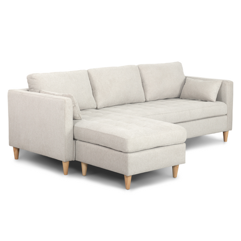 Lulu - Rechtsom en linksom omkeerbare chaise longue bank - Licht beige - L: 215 x D: 82 x H: 78 cm