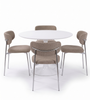 Eetkamerset – Diego wit Ø90 + 4 x Lucinda eetkamerstoelen met chroom