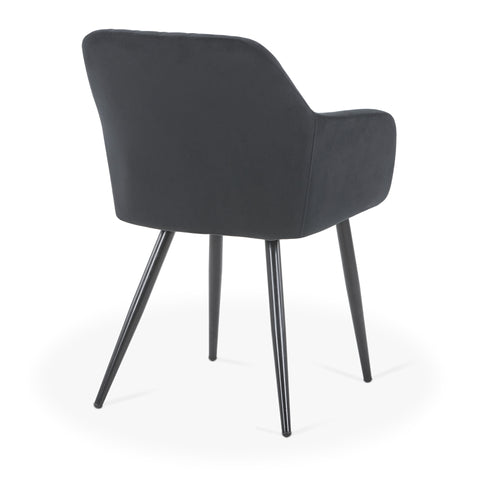 Carlo eetkamerstoel - Zwarte velours met armleuningen