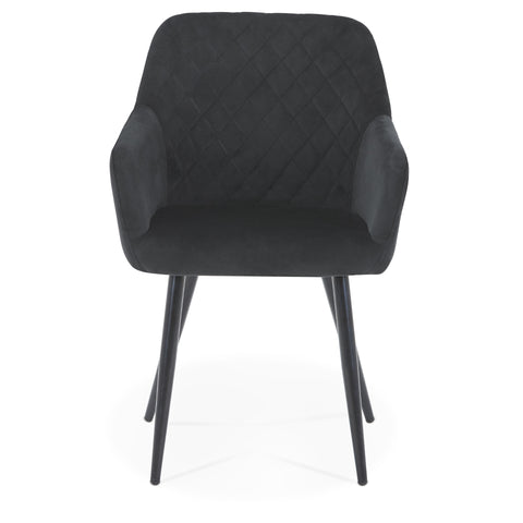 Carlo eetkamerstoel - Zwarte velours met armleuningen