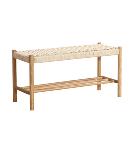 Mathew bank van eikenhout met gevlochten zitting 90x35x45 cm