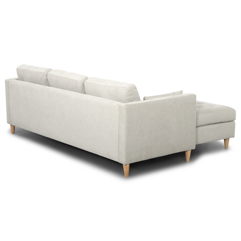Lulu - Rechtsom en linksom omkeerbare chaise longue bank - Licht beige - L: 215 x D: 82 x H: 78 cm