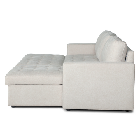 Sinus beige omkeerbare slaapbank met chaise longue en opbergruimte