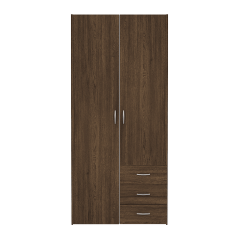 Malia kledingkast gerookt eiken 2 deuren 3 laden