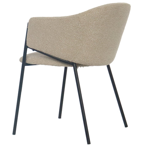 Carolina eetkamerstoel in beige bouclé