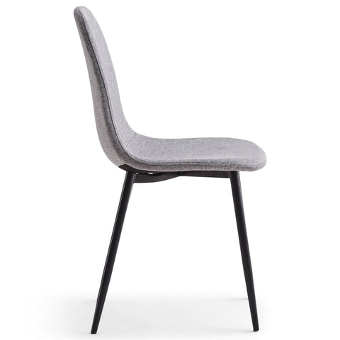 Anna eetkamerstoel - Grijs textiel met zwarte poten