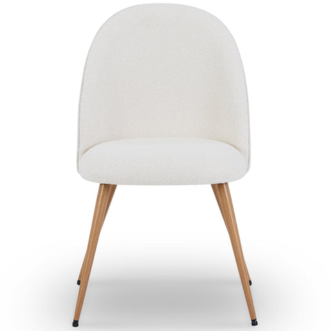 Annika eetkamerstoel – Witte bouclé stof met poten in eikenhoutlook
