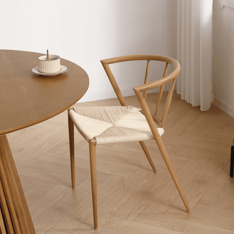 Bella - Eetkamerstoel in eikenhoutlook met gevlochten zitting