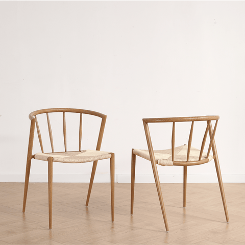 Bella - Eetkamerstoel in eikenhoutlook met gevlochten zitting