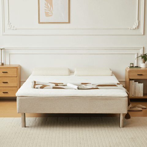 Boxspring in beige 140x200 cm met 4 cm topmatras van PU-schuim excl. poten