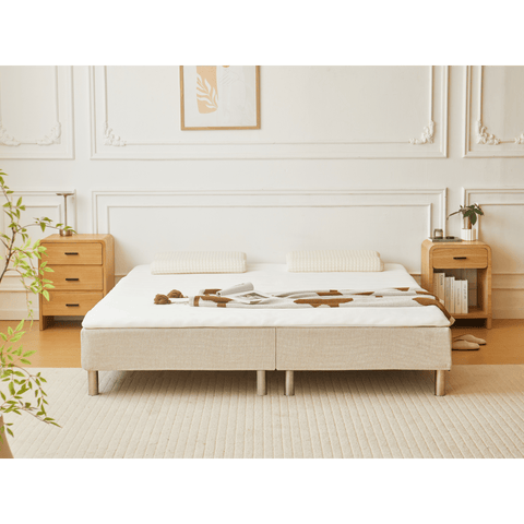 Boxspring in beige 180x200 cm met 4 cm topmatras van PU-schuim excl. poten
