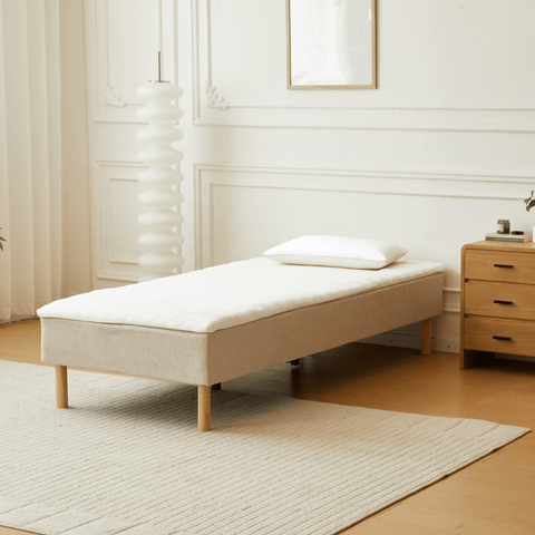 Boxspring in beige 90x200 cm met 4 cm topmatras van PU-schuim excl. poten