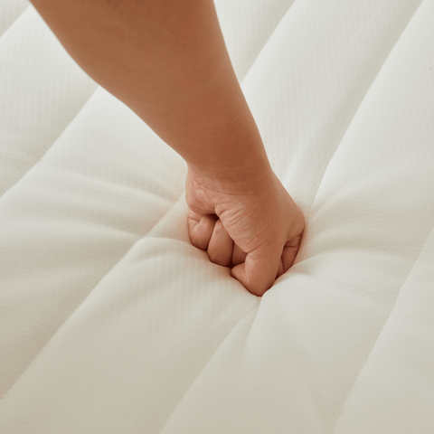 Boxspring in beige 90x200 cm met 4 cm topmatras van PU-schuim excl. poten