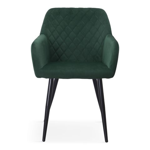 Carlo eetkamerstoel - Groene fluweel met armleuningen