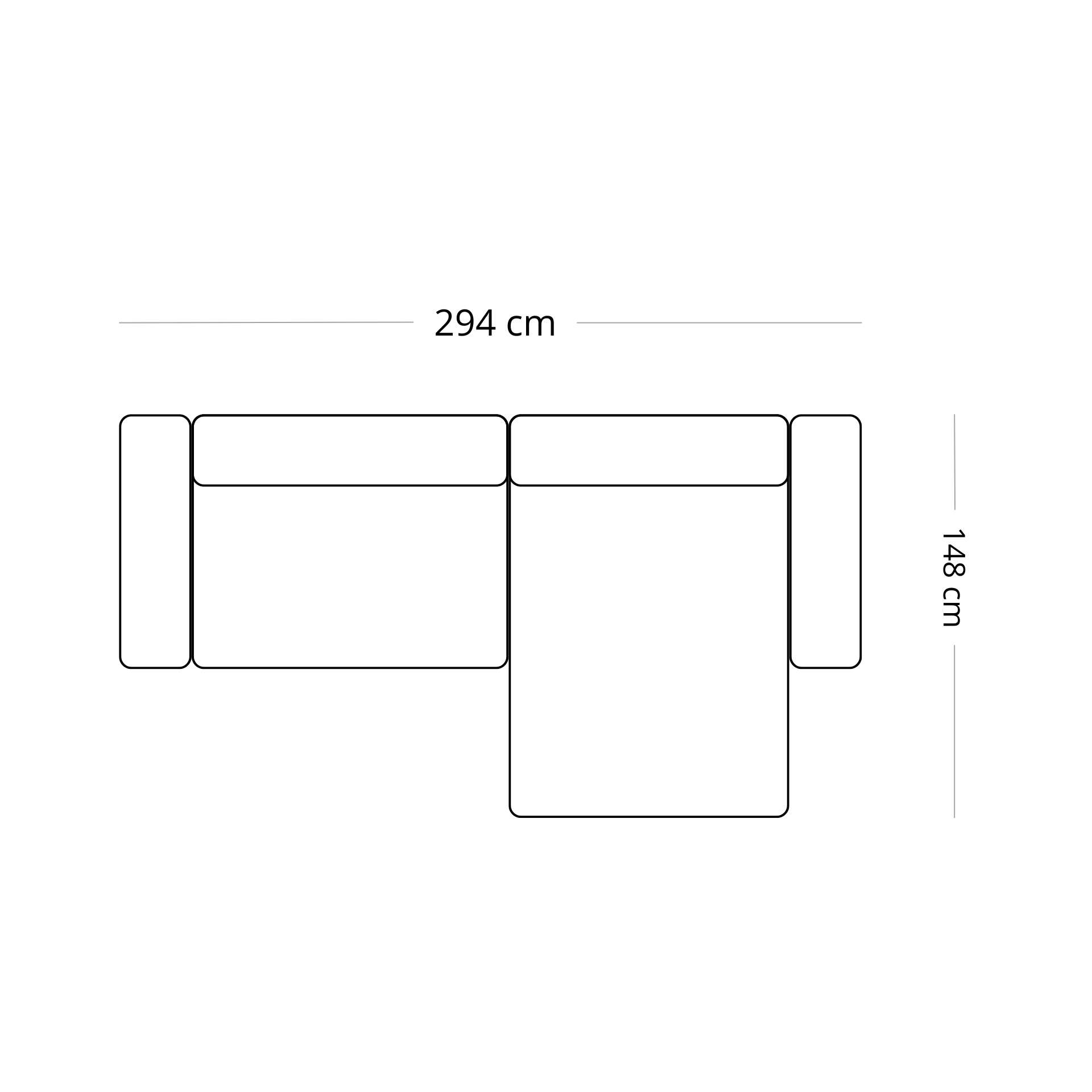 Hailey - Modulaire bank in beige met 2 modules L: 294 X D: 148 X H: 65 ...