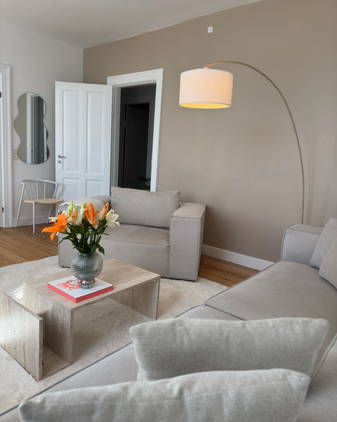 Hailey rechts zitelement voor modulaire bank in beige L: 147 X D: 100 X H: 65 Cm