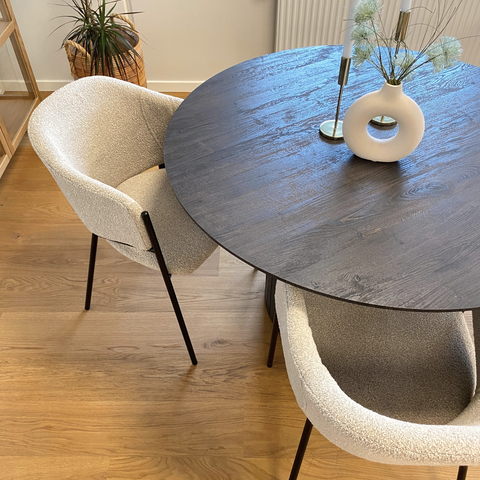 Carolina eetkamerstoel in beige bouclé