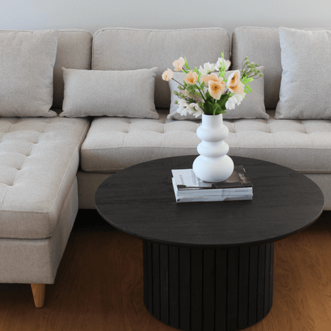 Lulu - Rechtsom en linksom omkeerbare chaise longue bank - Licht beige - L: 215 x D: 82 x H: 78 cm