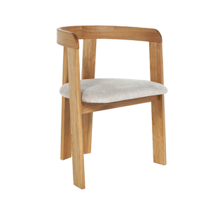 Rebecca - Eiken eetkamerstoel met gestoffeerde zitting in beige