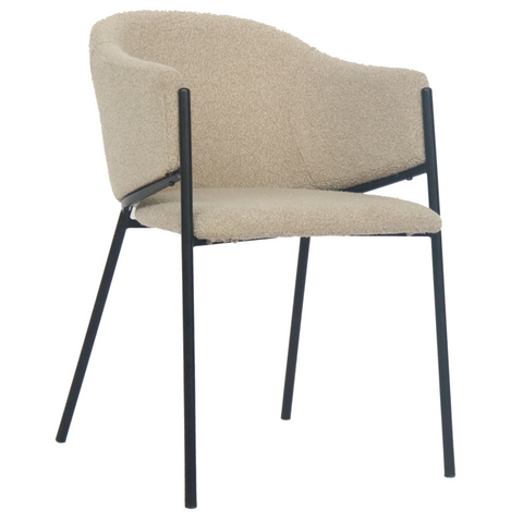 Carolina eetkamerstoel in beige bouclé