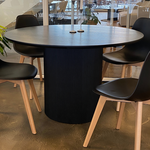 Carisma ronde latten eettafel - Ø120 cm - zwart met zuilvoet