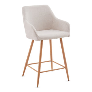 Jenna barkruk - beige textiel met armleuningen 65 cm