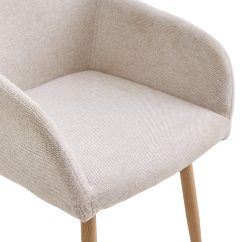 Jenna eetkamerstoel - beige textiel met eikenlook