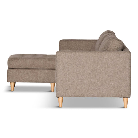 Lulu - Rechter en linker chaise longue bank in zand - L: 215 x D: 82 x H: 78 cm