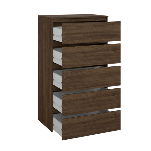 Maise ladekast H:114 x B:65 x D:41 cm met 5 laden in gerookt eiken look
