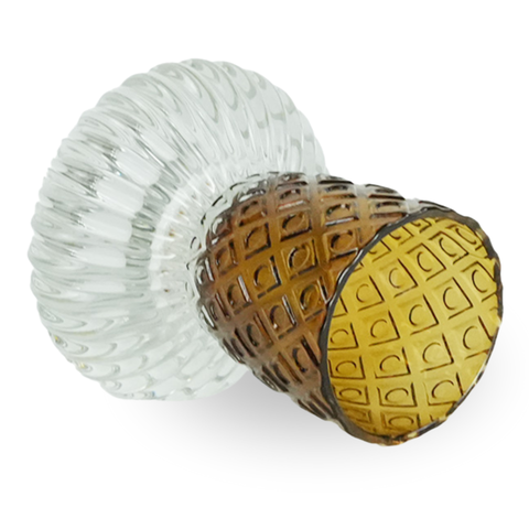 Nori glazen theelichthouder amber/grijs 13,5 cm