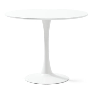 Diego - Ronde witte eettafel met trompetvoet - Ø90 cm
