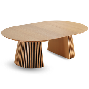 Lewis - Rond eettafel met lamellen in eikenfineer met uittrekfunctie 150/190/230 CM - inclusief 2 verlengbladen