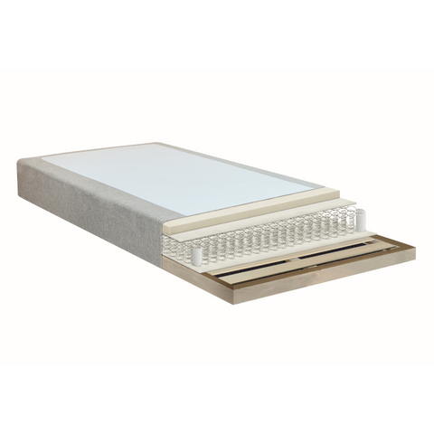 Boxspring in beige 140x200 cm met 4 cm topmatras van PU-schuim excl. poten