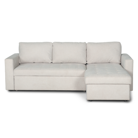 Sinus beige omkeerbare slaapbank met chaise longue en opbergruimte