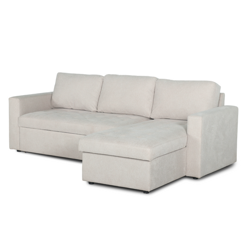 Sinus beige omkeerbare slaapbank met chaise longue en opbergruimte