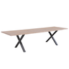 Susan Plankentafel - 300x95 cm - in witgeolied eiken met kruispoten - (Voorbereid voor aanzetbladen)