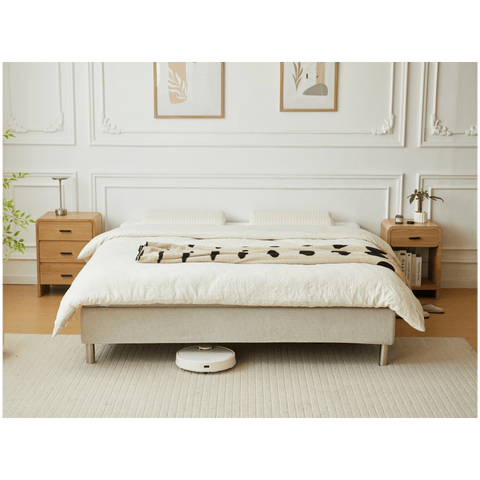 Premium continentaal bed in beige 180x200 cm met 7 cm topmatras van traagschuim incl. chromen poten