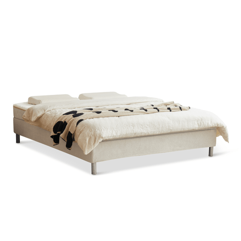 Continentaal bed in beige 180x200 cm met 4 cm topmatras van PU-schuim incl. chromen poten