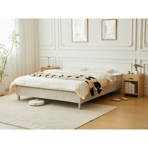 Continentaal bed in beige 180x200 cm met 4 cm topmatras van PU-schuim incl. chromen poten