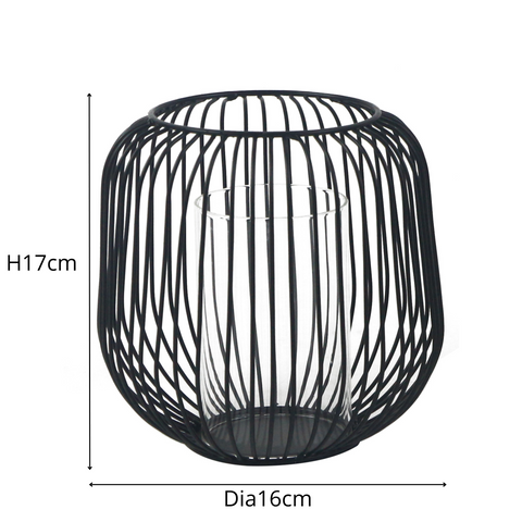 Aja zwarte metalen lantaarn 17 cm