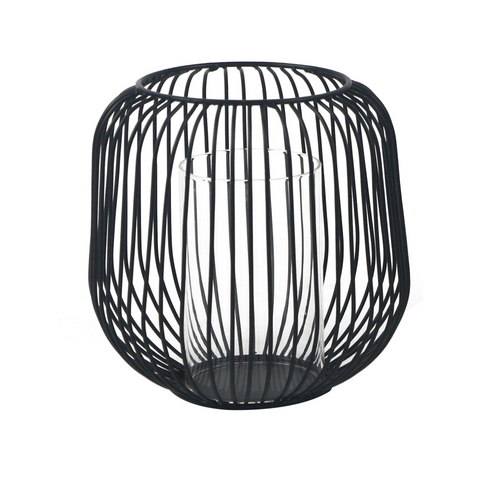Aja zwarte metalen lantaarn 17 cm