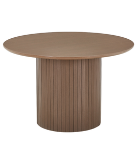 Riccardo eettafel van melamine in gerookt eikenlook  met lattenpoot Ø120 cm