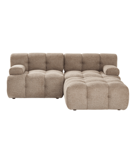 Lilie - modulaire bank in zandkleur met 2 modules en een rechts- of linkszijdige chaise longue - L: 190 x D: 190 x H: 64 cm