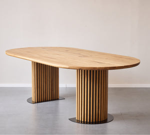Matteo - Plank tafel handgemaakt schrijnwerk tafel met lattenbodem in geolied eiken 300x120x77 cm