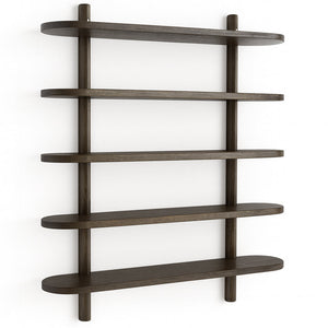 Juliet wandplank in gerookt eiken met 5 planken H:140 x D:22 x B:75 cm