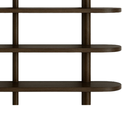 Juliet wandplank in gerookt eiken met 5 planken H:140 x D:22 x B:130 cm