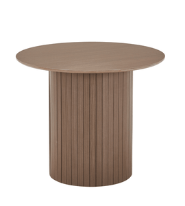 Riccardo eettafel van melamine in gerookt eikenlook  met lattenpoot Ø90 cm