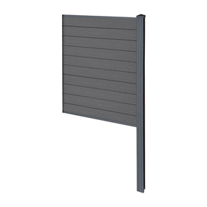 Finley modulaire composiet schutting eindmodule - H: 150 x L: 95 cm - Antraciet grijs/zwart