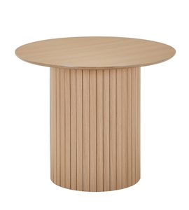 Riccardo eettafel in melamine met eikenlook  met lattenpoot Ø90 cm