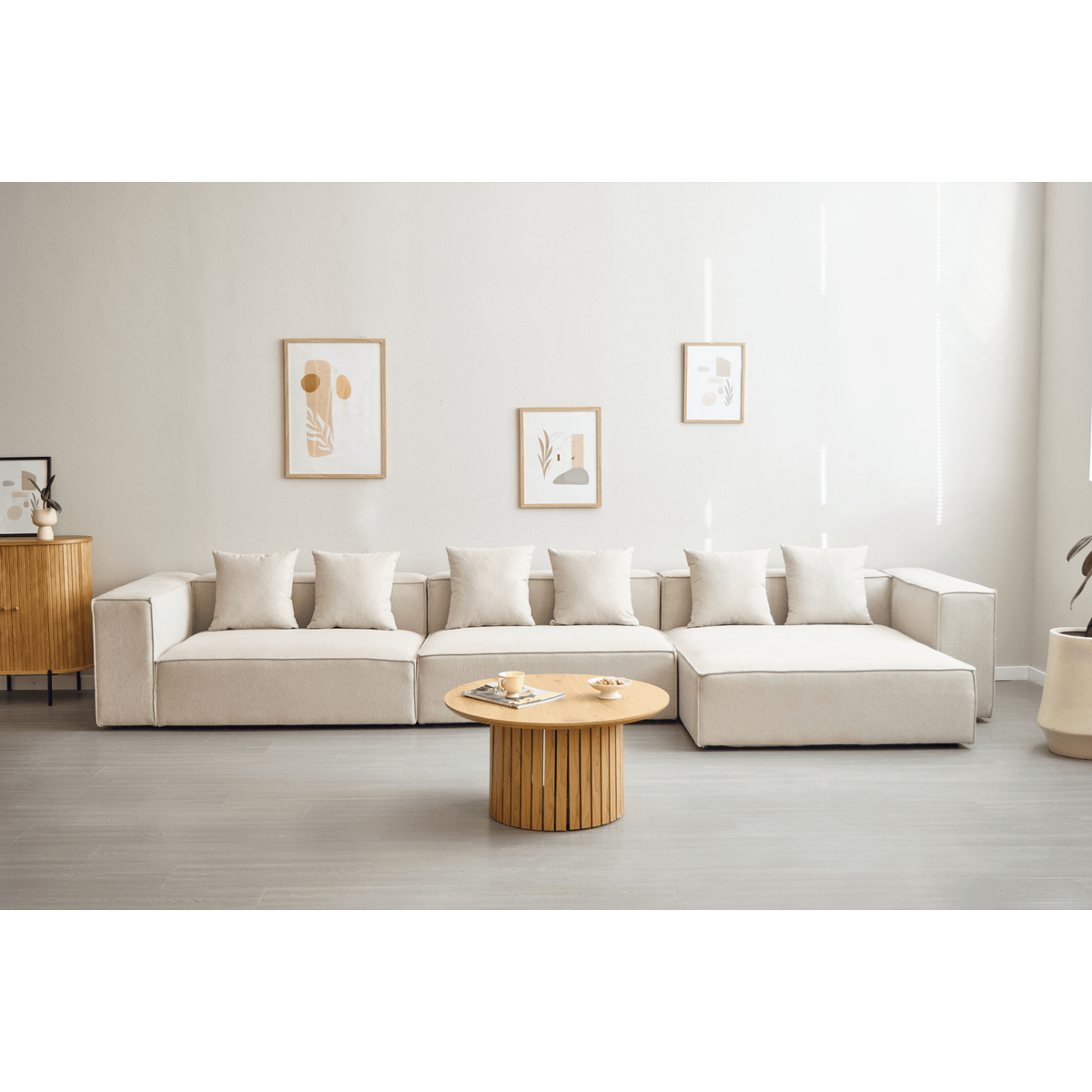 Hailey - Modulaire bank in beige met 3 modules L: 415 X D: 148 X H: 65 ...